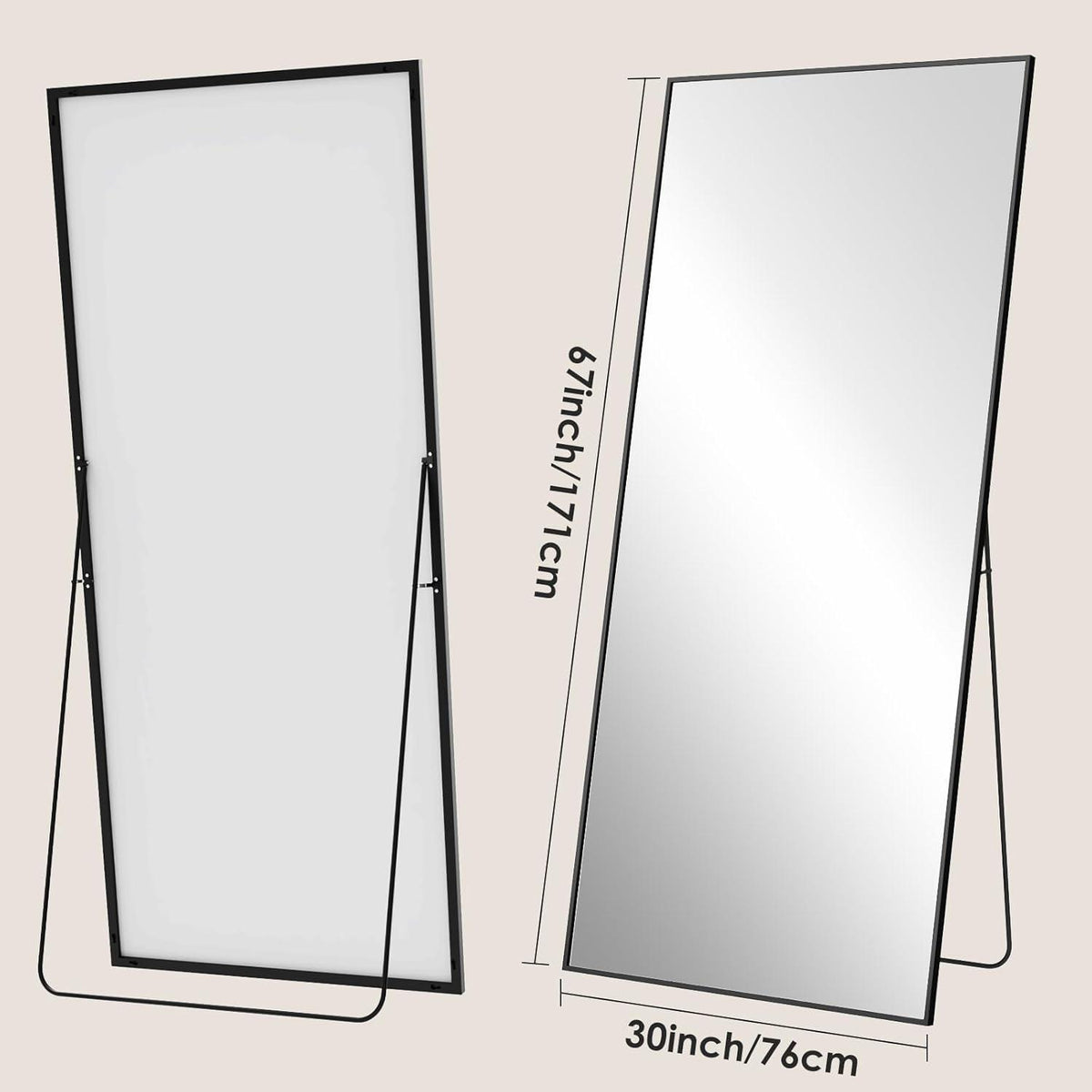 Ganzkörperspiegel 171x76cm – Stand- & Wandspiegel mit Aluminiumrahmen