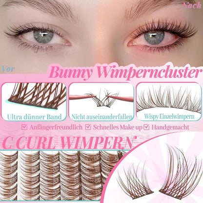 Braune Manga Lash Cluster Wimpern Extensions Set