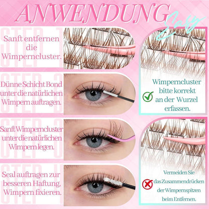 Braune Manga Lash Cluster Wimpern Extensions Set