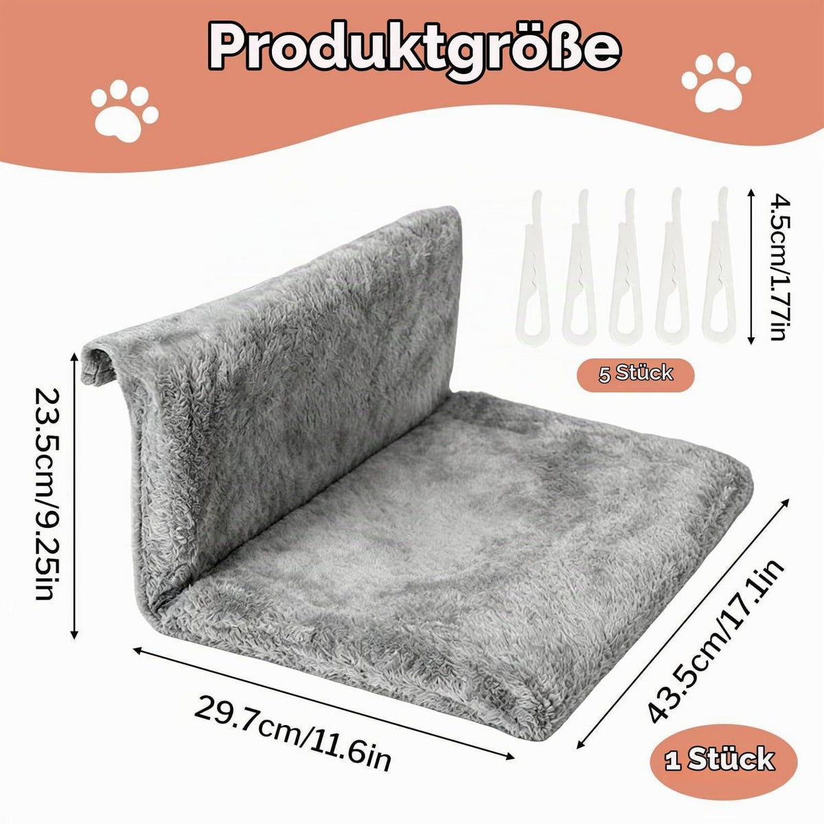 Katzenbett Schreibtisch Grau 45x30x24cm