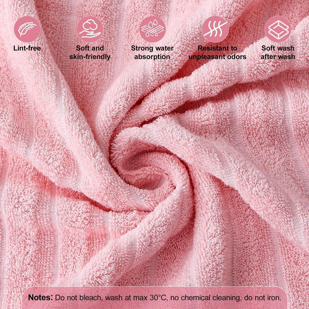 Kobete Handtuchset Rosa, 4-teilig – 100% Baumwolle