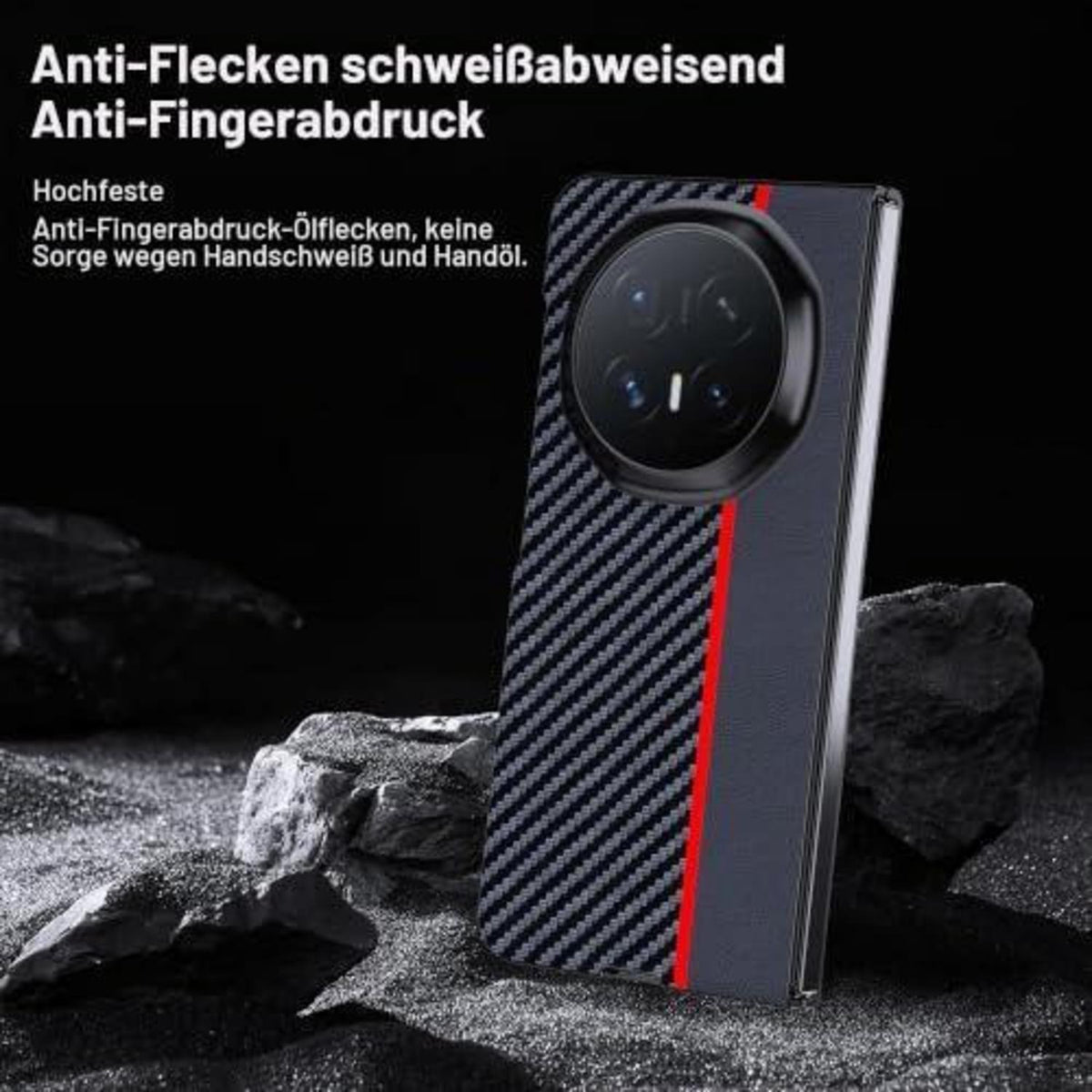 Honor Magic V6 Hülle: Wasserdicht, Stoßfest & Carbonfaser Rot/Schwarz