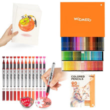 Acrylmarker Rottöne Set | 12 Marker & 90 Buntstifte mit Übungspapier