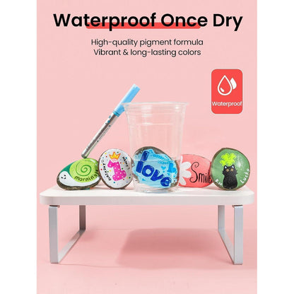 Acrylmarker Rottöne Set | 12 Marker & 90 Buntstifte mit Übungspapier