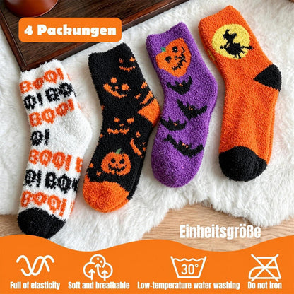 Kuschelsocken Halloween 4er Set Damen mit Motiven