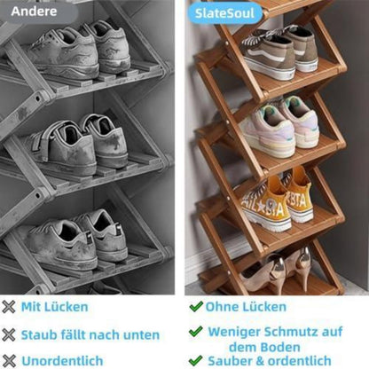 Klappbares Schuhregal Holz, Schmal & Platzsparend (Braun)