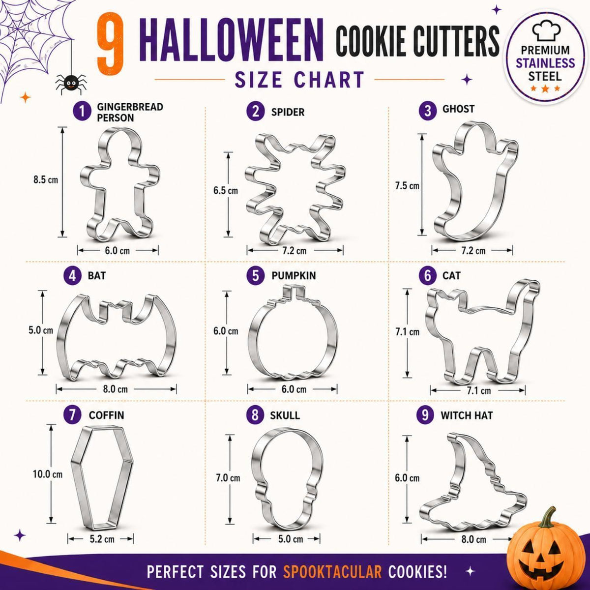 Halloween Ausstechformen Set Edelstahl 9-teilig