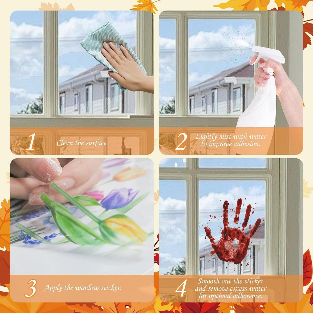 Herbst Fensterbilder Tiere & Kürbisse – Selbstklebend 9er Set
