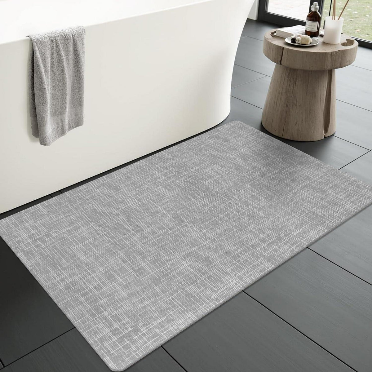 Rutschfeste Badematte dunkelgrau 40x60 cm – Schnelltrocknend & Saugfähig