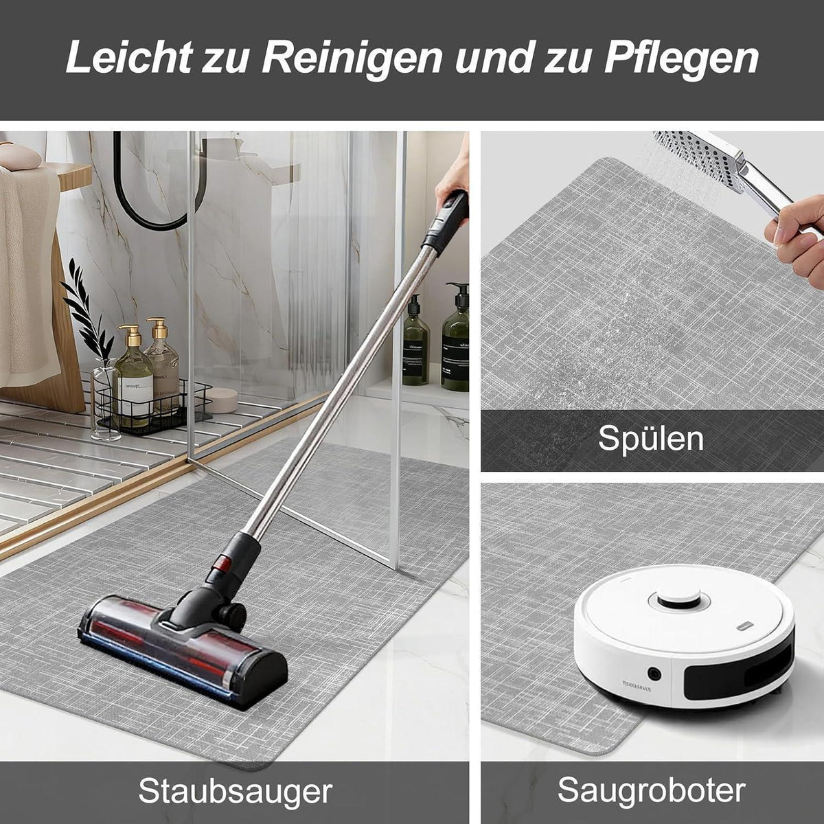 Rutschfeste Badematte dunkelgrau 40x60 cm – Schnelltrocknend & Saugfähig