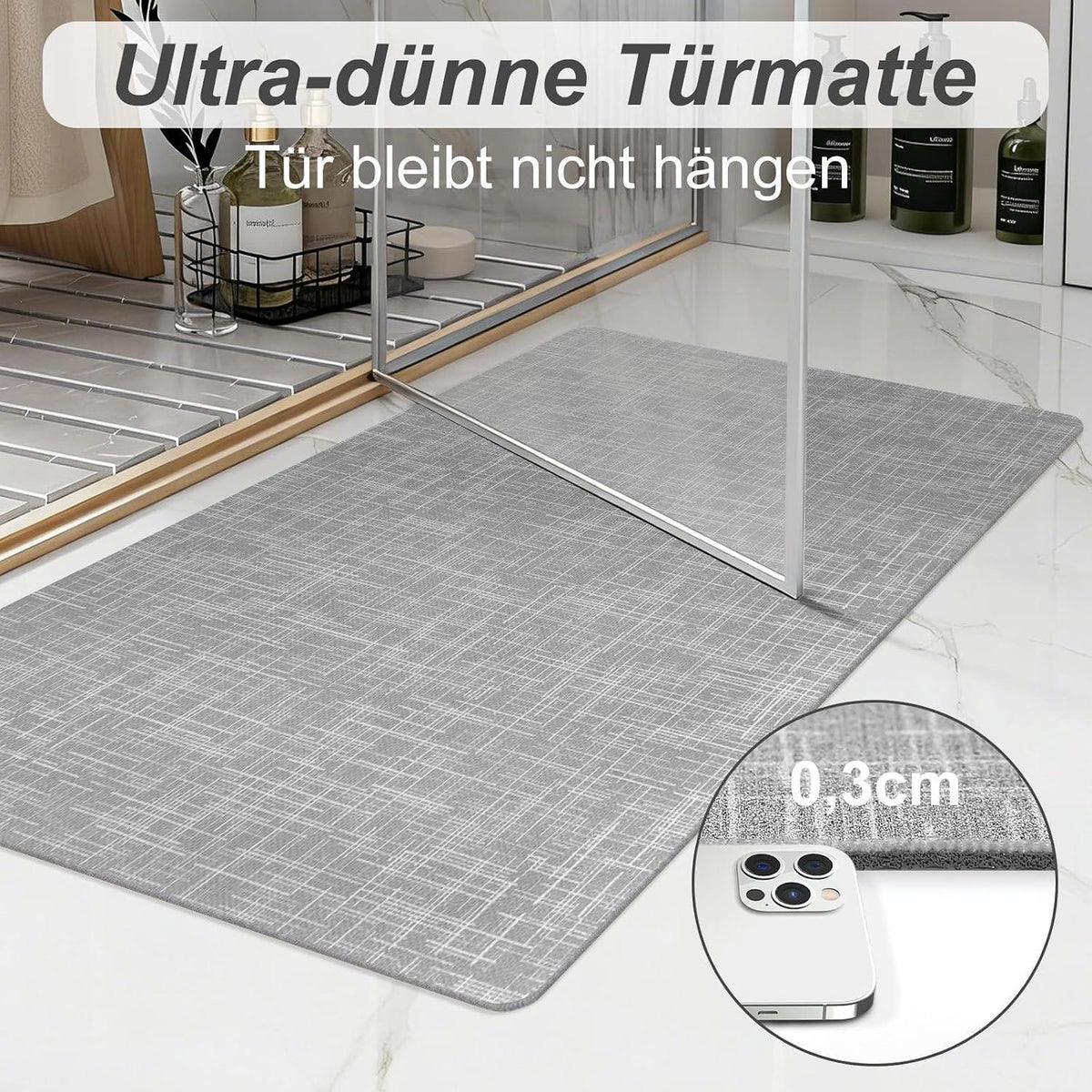 Rutschfeste Badematte dunkelgrau 40x60 cm – Schnelltrocknend & Saugfähig