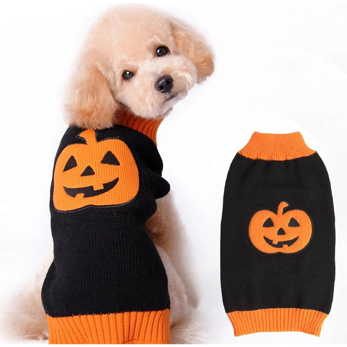 Halloween Hundepullover Kürbis Schwarz - Größe L