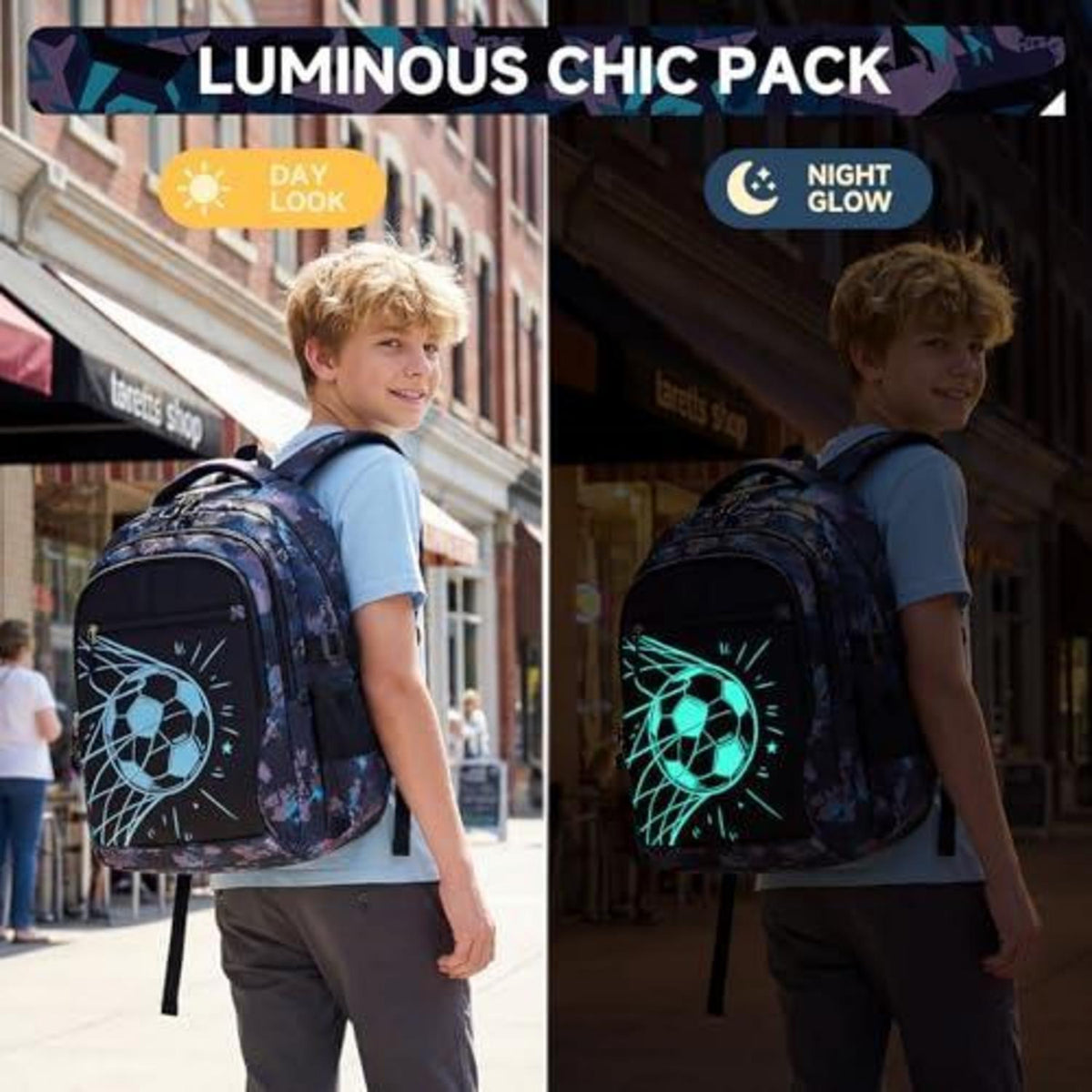 Schulrucksack Jungen 3. Klasse – Schwarz Türkis Fußball Set