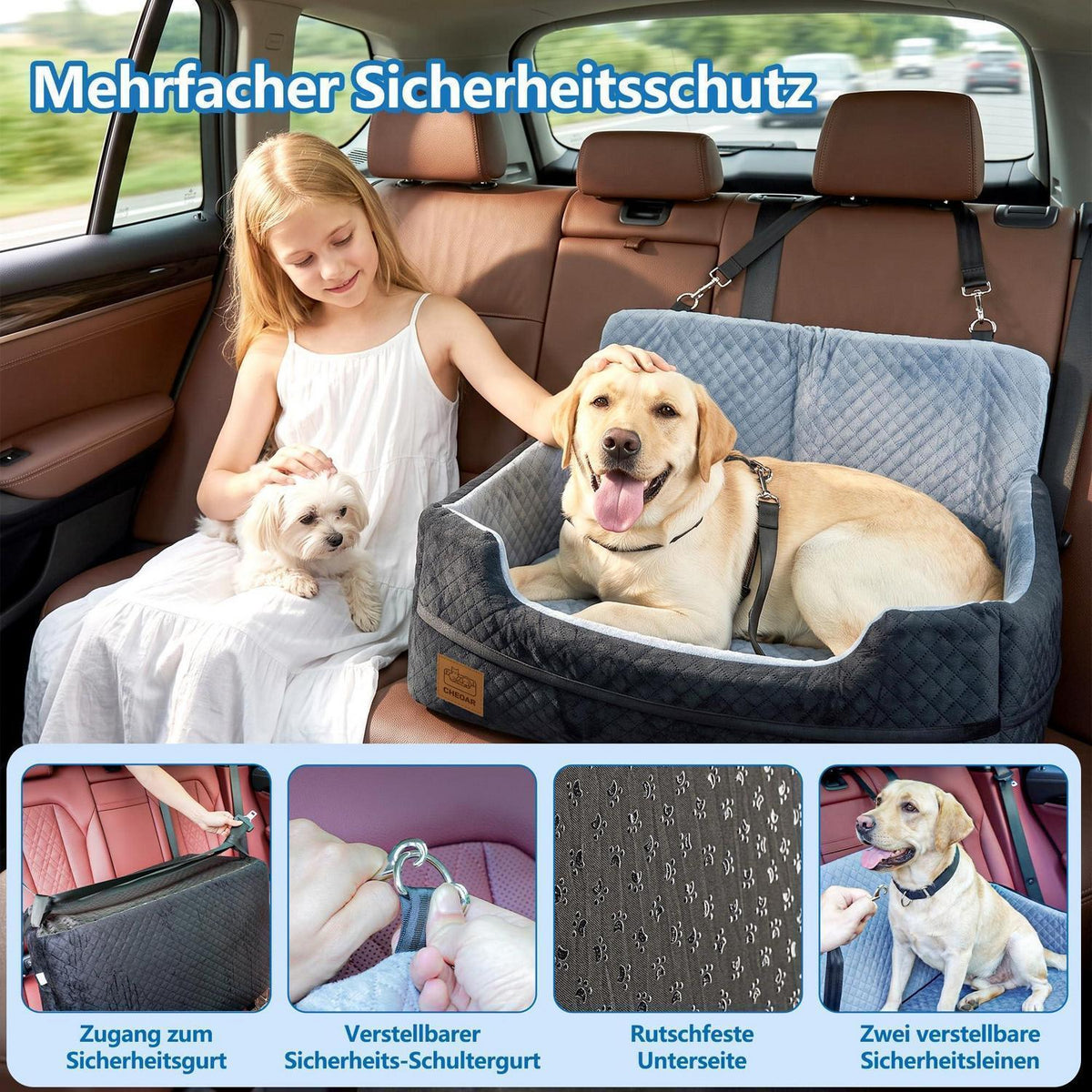 Hundesitz Auto Memory Foam – Komfortabel & Sicher für Große Hunde