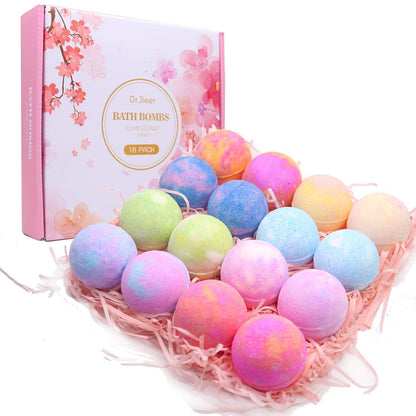 16 Badekugeln Geschenkset – Bio Badebomben mit ätherischen Ölen