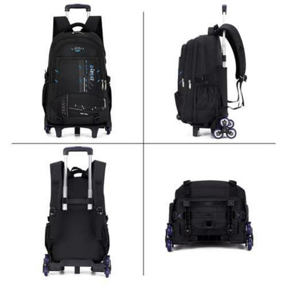 Rucksack mit Rollen für Kinder – Schultasche mit Trolley, Blau