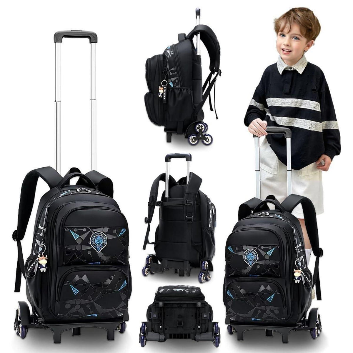 Rucksack mit Rollen für Kinder – Schultasche mit Trolley