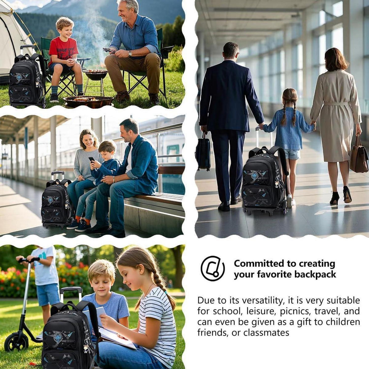 Rucksack mit Rollen für Kinder – Schultasche mit Trolley