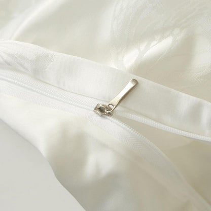 Satin Bettwäsche Set 135x200 Weiß Creme Schmetterling Jacquard