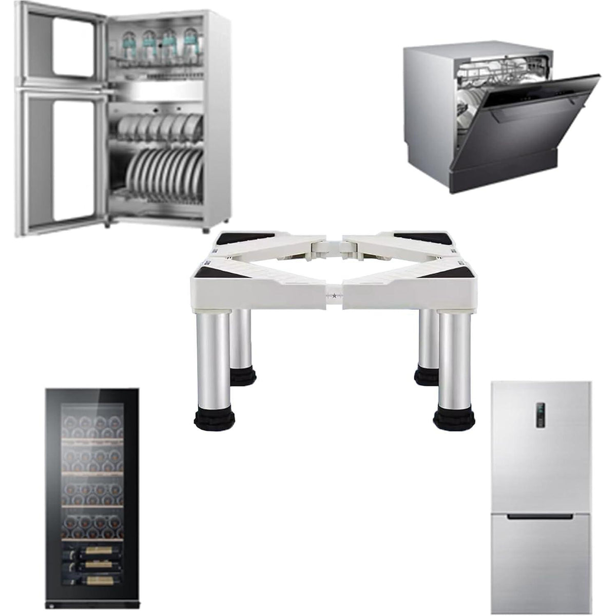 Höhenverstellbarer Kühlschrank-Unterbau | Weiß, 300kg Traglast