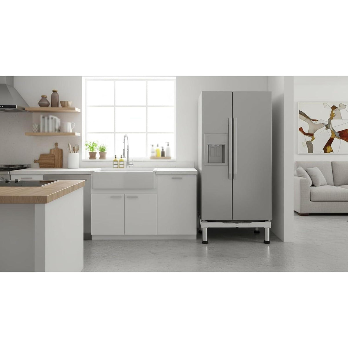 Höhenverstellbarer Kühlschrank-Waschmaschinen Sockel Weiß 42-65cm