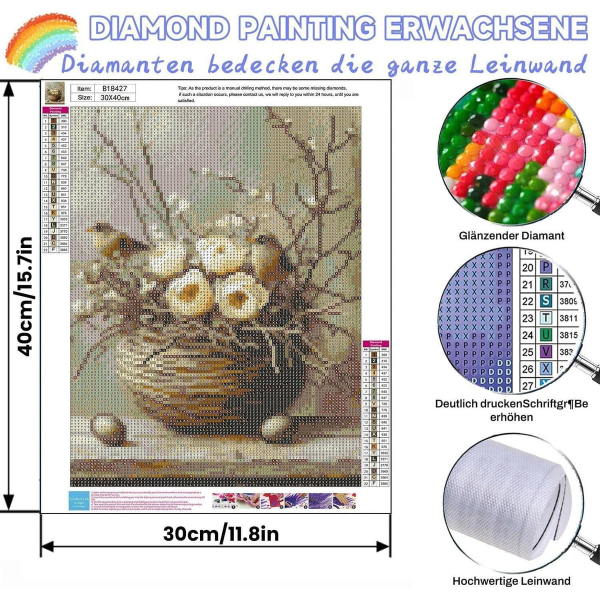 3x 5D Diamant Painting Set für Erwachsene – DIY Mosaik Bausatz