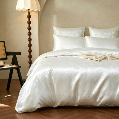 Satin Bettwäsche Set 220x240cm Beige mit Kissenbezügen