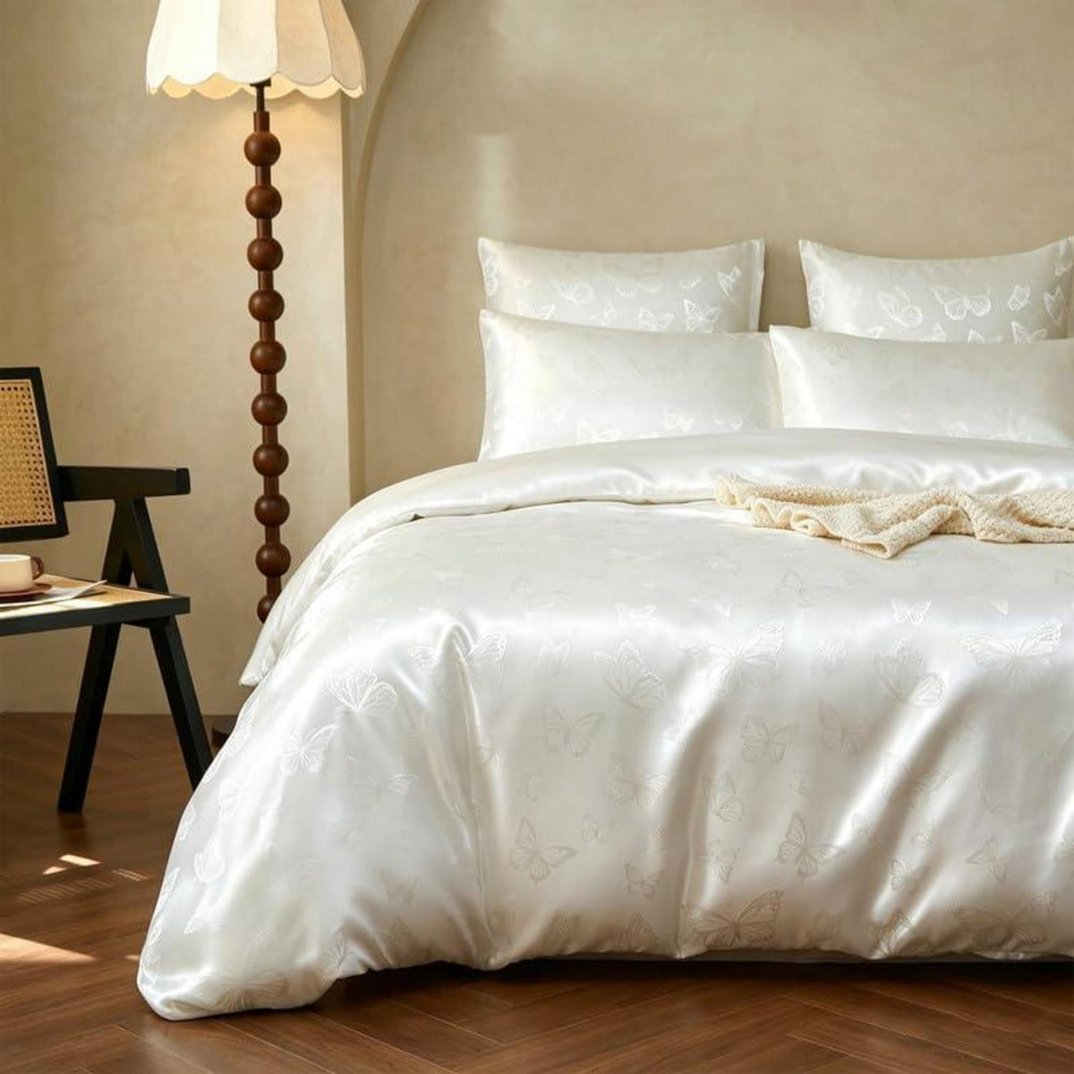 Satin Bettwäsche Set 135x200 cm Beige Mikrofaser