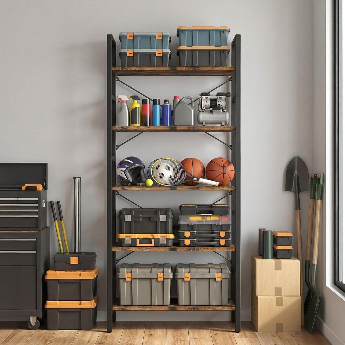 5-Ebenen Bücherregal | Standregal für Küche & Wohnzimmer