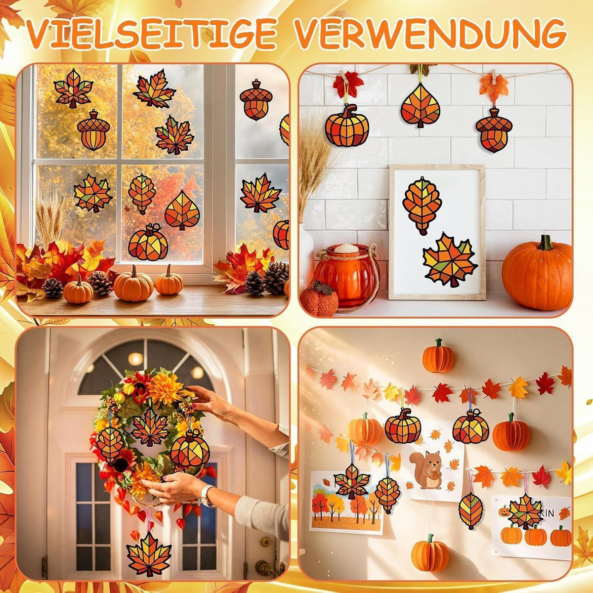 Herbst Bastelset Kinder Ahornblatt Fensterbilder 24er Set