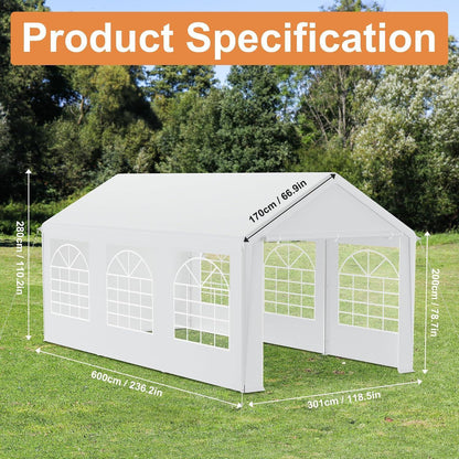 Partyzelt 3x6m Weiß – Wasserdicht & Stabil für Garten & Events