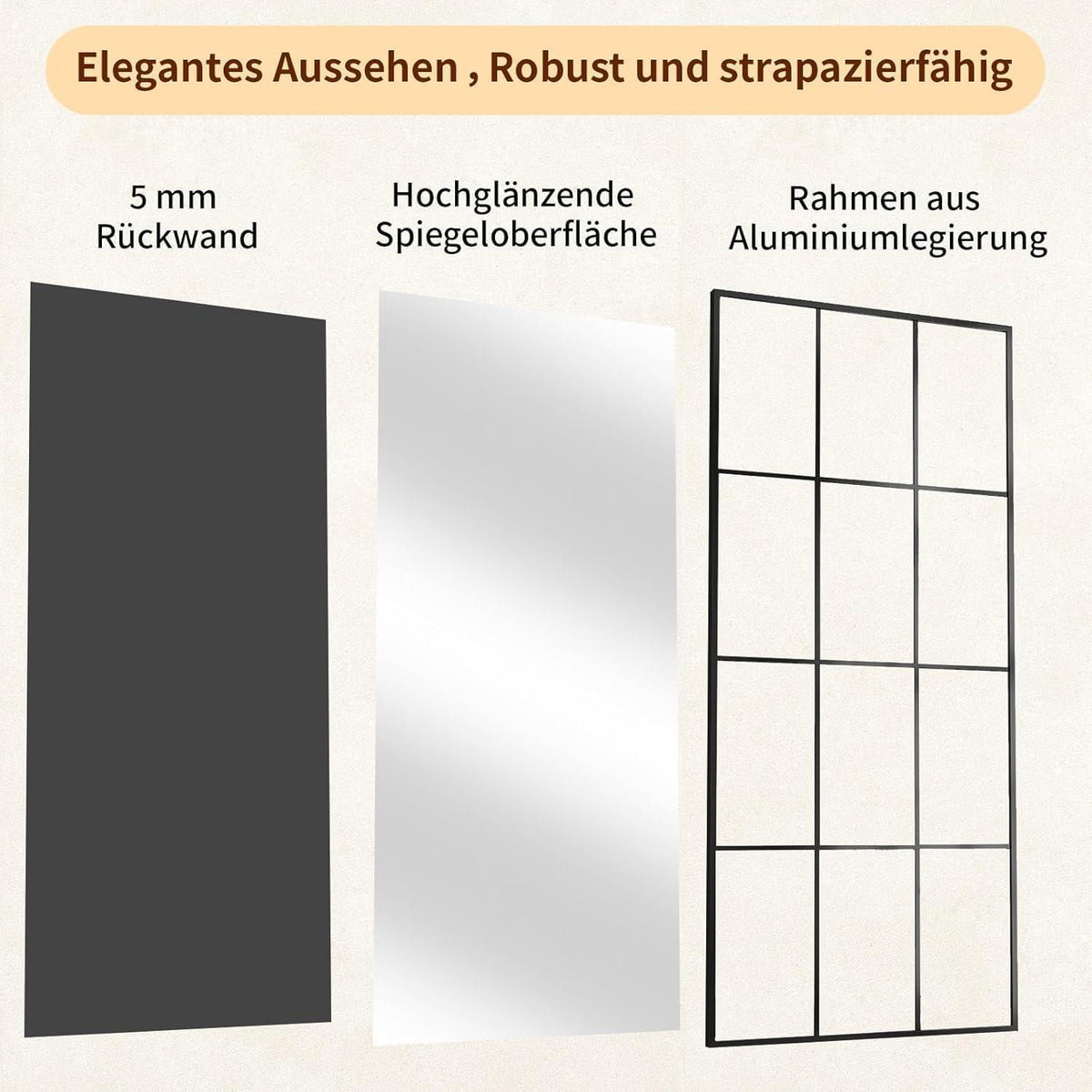 Großer Standspiegel 175x65 cm – Dekorativ & Vielseitig