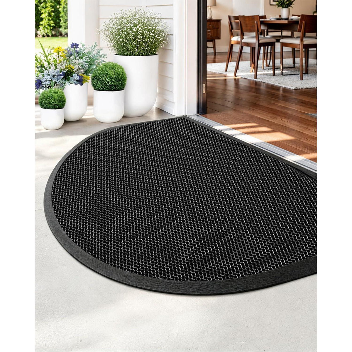 Fußmatte Halbrund 43x76 cm - Rutschfest & Schmutzfang für Draußen
