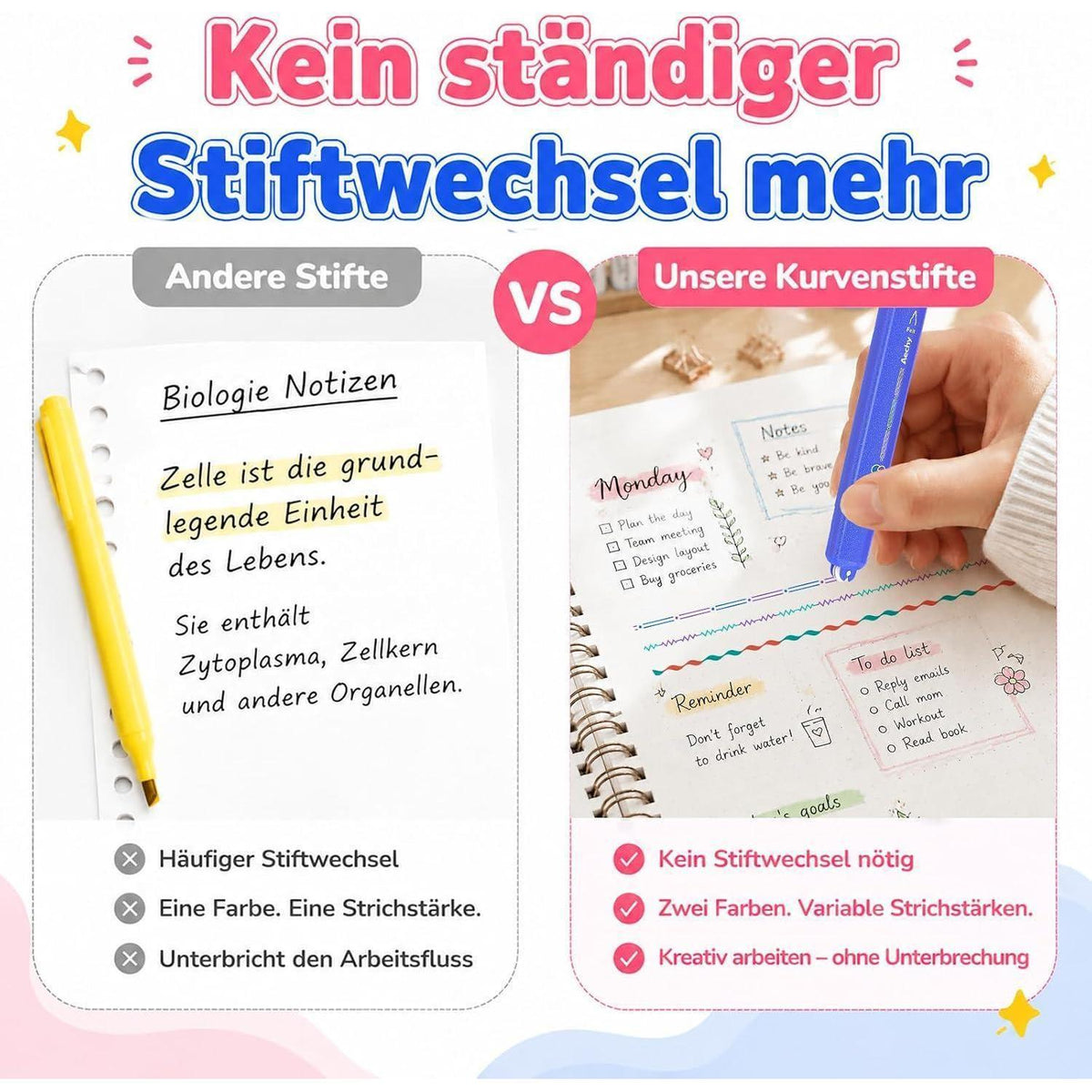 12er Textmarker Set mit Glitzer & Rollermuster