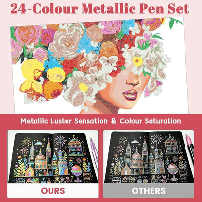 Metallic Marker Stifte Set – 24 Farben für Scrapbooking & DIY