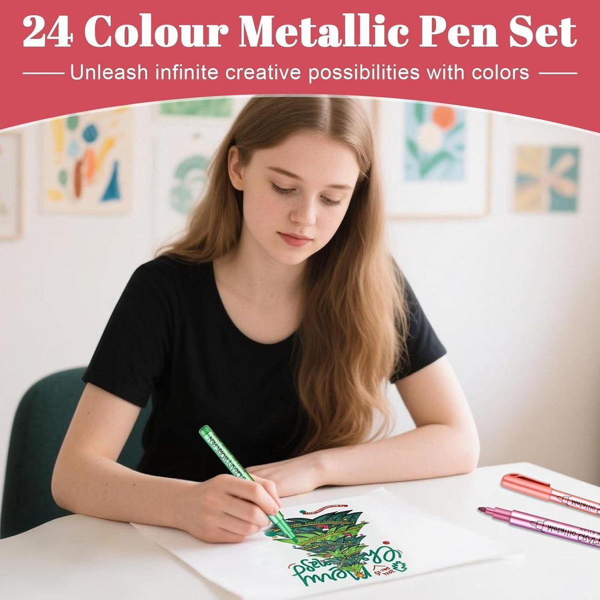 Metallic Marker Stifte Set – 24 Farben für Scrapbooking & DIY
