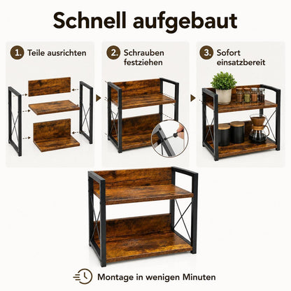 Küchenregal 2 Ebenen Holz Metall, Kaffee Organizer
