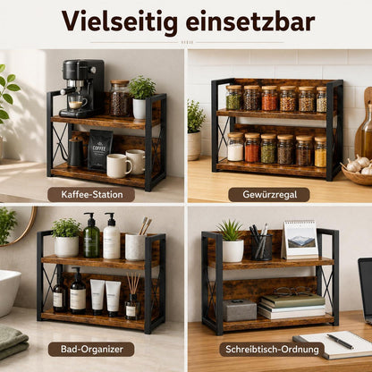 Küchenregal 2 Ebenen Holz Metall, Kaffee Organizer