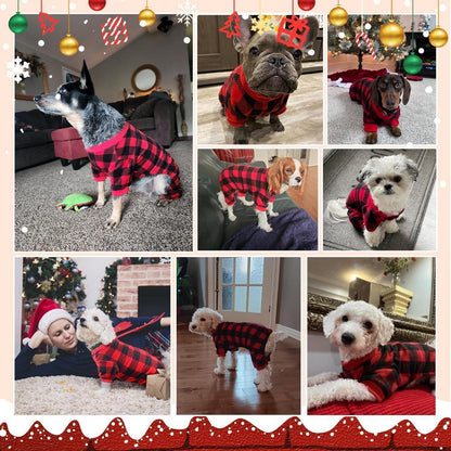 Hundepyjama Fleece Rot, Größe M - Weihnachtlicher Schlafanzug