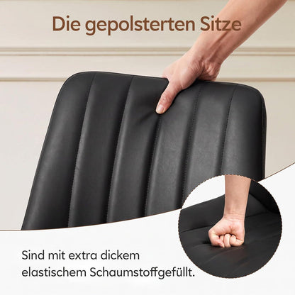 Esszimmerstühle Set 4er – Schwarz, Metall in Lederoptik