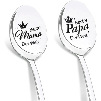 Mama und Papa Geschenke 2 Löffel mit Gravur Beste Mama und Bester Papa Der Welt